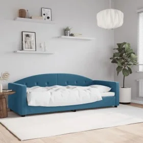 Blue velvet sofa bed 80x200 cm by vidaXL, Beds and slatted bases - Ref: Foro24-354128, Price: 177,43 €, Discount: %