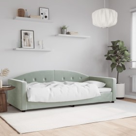 Light gray velvet sofa bed 90x190 cm by vidaXL, Beds and slatted bases - Ref: Foro24-354149, Price: 183,76 €, Discount: %