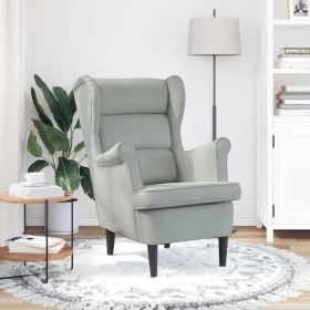 Sillón Gris claro 71 x 92 x 91 cm Terciopelo Sillón Gris claro 71 x 92 x 91 cm Terciopelo