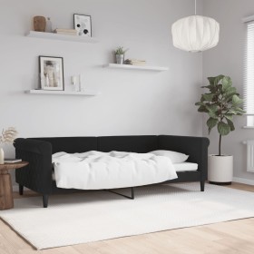 Sofá cama terciopelo negro 90x190 cm