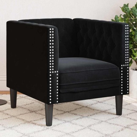 Silla de Sofá Chesterfield Negro 71 x 74.5 x 70.5 cm Terciopelo
