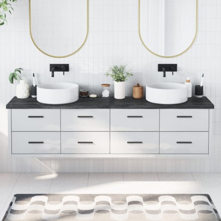 Dark brown treated wood bathroom countertop 200x40x(2-4) cm by vidaXL, Countertops - Ref: Foro24-3156267, Price: 113,36 €, Di...