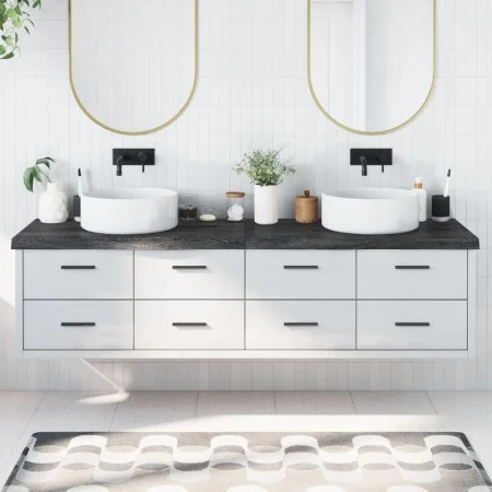 Dark brown treated wood bathroom countertop 200x50x(2-6) cm by vidaXL, Countertops - Ref: Foro24-3156270, Price: 157,32 €, Di...