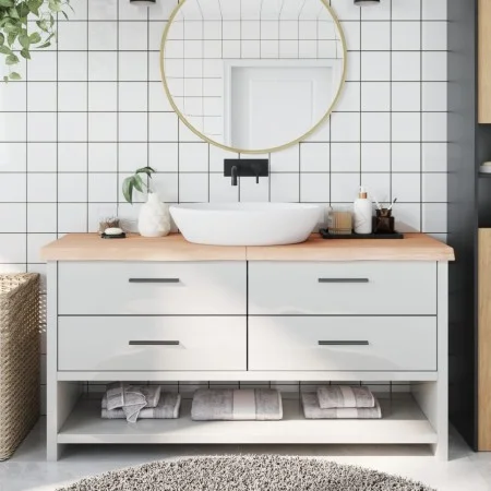 Untreated solid wood bathroom countertop 160x60x(2-6) cm by vidaXL, Countertops - Ref: Foro24-3156064, Price: 129,55 €, Disco...