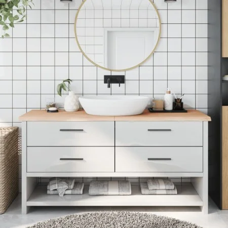 Badarbeitsplatte aus unbehandeltem Massivholz 160x50x(2-4) cm von vidaXL, Arbeitsplatten - Ref: Foro24-3156061, Preis: 95,14 ...