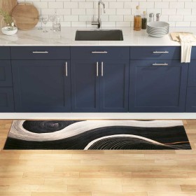 Alfombrilla de cocina Art Deco Negro 180 x 60 cm Terciopelo