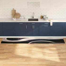 Alfombrilla de cocina Art Deco Negro 300 x 60 cm Terciopelo