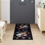 Alfombrilla de cocina Floral Negro 180 x 60 cm Terciopelo