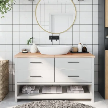 Untreated solid wood bathroom countertop 140x60x(2-4) cm by vidaXL, Countertops - Ref: Foro24-3156055, Price: 97,99 €, Discou...