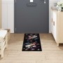 Alfombrilla de cocina Floral Negro 150 x 45 cm Terciopelo