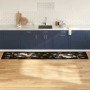 Alfombrilla de cocina Floral Negro 300 x 60 cm Terciopelo