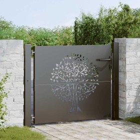Puerta de jardín con cerradura Negro 105 x 100 cm Puerta de jardín con cerradura Negro 105 x 100 cm