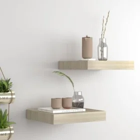 Set of 2 floating wall shelves MDF oak 23x23.5x3.8 cm by vidaXL, Shelves and shelves - Ref: Foro24-323866, Price: 22,45 €, Di...