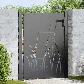 Puerta de jardín con cerradura Negro 105 x 150 cm Puerta de jardín con cerradura Negro 105 x 150 cm