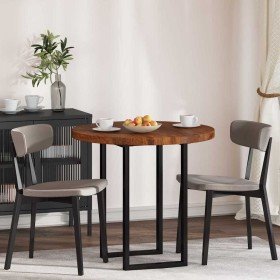 Encimera Marrón oscuro Ø 80 x 4 cm Madera de roble sólida