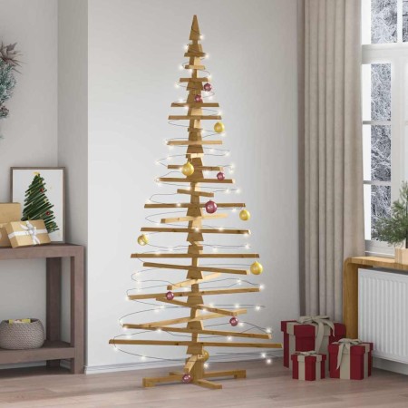 Árbol de Navidad de madera Marrón 210 cm Madera maciza de pino
