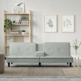 Hellgraues Samtschlafsofa mit Getränkehalter von vidaXL, Sofas - Ref: Foro24-351920, Preis: 298,42 €, Rabatt: %