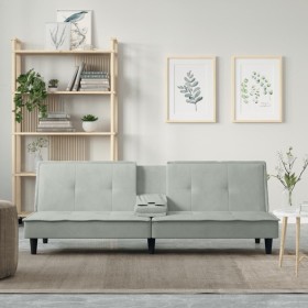Light gray velvet sofa bed with cup holder by vidaXL, Sofas - Ref: Foro24-351920, Price: 306,70 €, Discount: %
