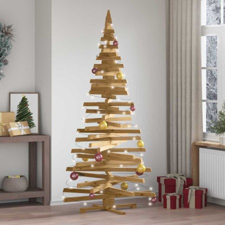 Árboles de Navidad Marrón 210 cm Madera maciza de pino