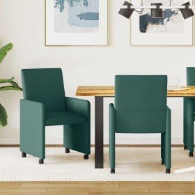 Sillas de comedor 2 pcs Verde oscuro 57 x 66 x 94 cm tela Sillas de comedor 2 pcs Verde oscuro 57 x 66 x 94 cm tela