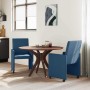 Sillas de comedor con rueda 2 pcs Azul 57 x 66 x 94 cm tela