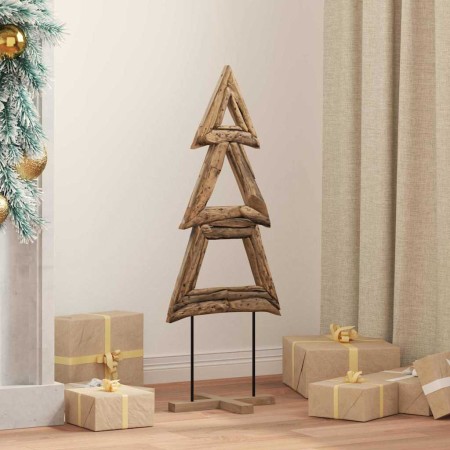 Árbol de Navidad con soporte Marrón 90 cm Madera de teca maciza