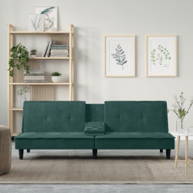 Dunkelgrünes Samtschlafsofa mit Getränkehalter von vidaXL, Sofas - Ref: Foro24-351922, Preis: 266,08 €, Rabatt: %