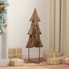 Árbol de Navidad con soporte Marrón 90 cm Madera de teca maciza