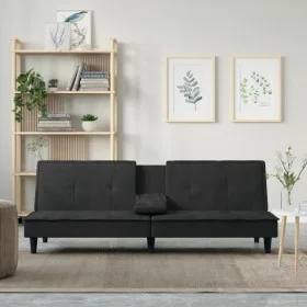 Schlafsofa mit Getränkehalter aus schwarzem Samt von vidaXL, Sofas - Ref: Foro24-351924, Preis: 282,12 €, Rabatt: %