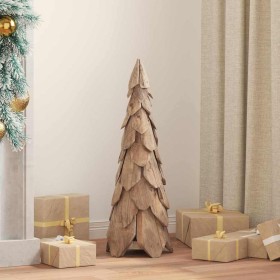 Árbol de Navidad con soporte Marrón 80 cm Madera de teca maciza