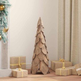 Árbol de Navidad con soporte Marrón 80 cm Madera de teca maciza