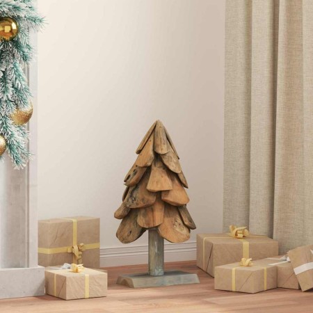 Árbol de Navidad con soporte Marrón 60 cm Madera de teca maciza