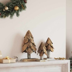 Árbol de Navidad con soporte 3 pcs Marrón Madera de teca maciza