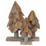 Árbol de Navidad con soporte 3 pcs Marrón Madera de teca maciza