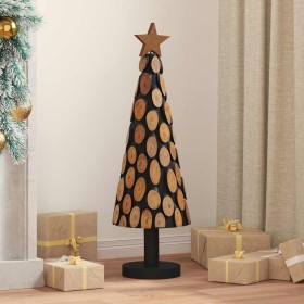 Árbol de Navidad con soporte Marrón 90 cm Madera de teca maciza