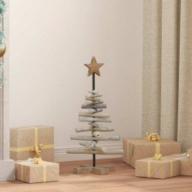 Árbol de Navidad con soporte Marrón 60 cm Madera de teca maciza