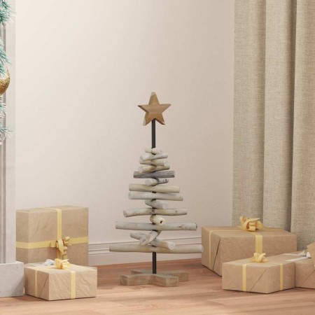 Árbol de Navidad con soporte Marrón 60 cm Madera de teca maciza