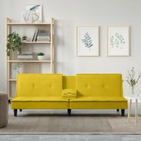 Gelbes Samtschlafsofa mit Getränkehalter von vidaXL, Sofas - Ref: Foro24-351925, Preis: 263,21 €, Rabatt: %