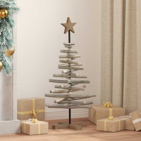 Árbol de Navidad con soporte Marrón 90 cm Madera de teca maciza