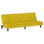Sofá cama con portavasos terciopelo amarillo