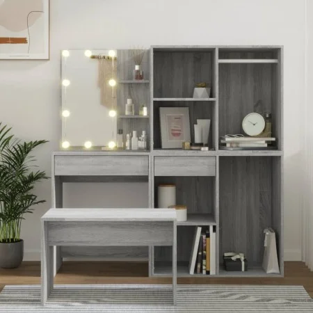 LED-Waschtischset aus Sperrholz in Sonoma-Grau von vidaXL, Schlafzimmermöbel-Sets - Ref: Foro24-3114105, Preis: 215,42 €, Rab...
