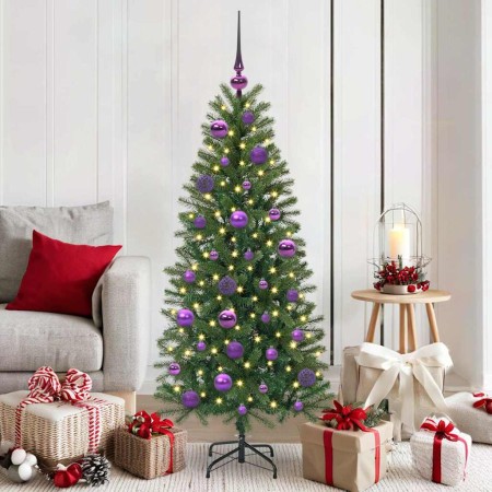 Juego de Esferas de Navidad con 150 LED 61 pcs Lila Plástico