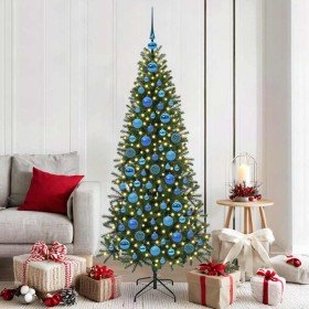 Juego de Esferas de Navidad con 300 LED 120 pcs Azul Plástico