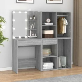 Dressing table with LED and Sonoma gray plywood cabinet by vidaXL, Bedroom Dressers - Ref: Foro24-3120189, Price: 194,18 €, D...