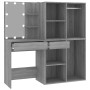 Tocador con LED y armario madera contrachapada gris Sonoma de vidaXL, Tocadores para dormitorios - Ref: Foro24-3120189, Preci...