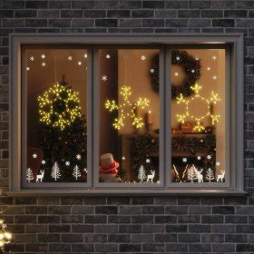 Copos de nieve navideños con 252 LED Cálido 45 x 38 cm PVC Copos de nieve navideños con 252 LED Cálido 45 x 38 cm PVC