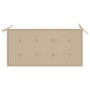 Banco de jardín madera maciza de teca con cojín beige 112 cm