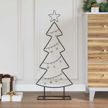 Árbol de Navidad de metal con soporte Negro 90 cm Acero