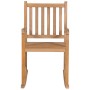 Silla mecedora de madera maciza de teca con cojín rojo