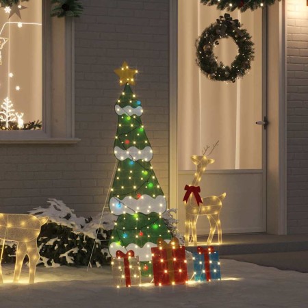 Árbol de Navidad iluminado con 3 cajas de regalo 2D blanca